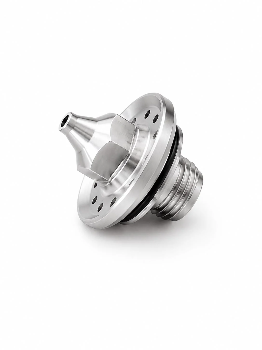 Rotational part with external thread and tapered shoulder